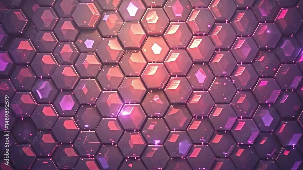 charming hexagonal pattern gradient in purple and pink tones, eye catching and memorable, adaptable for various digital formats, embodies contemporary style