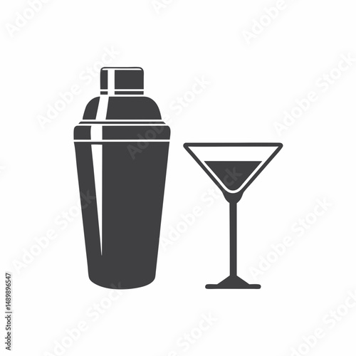 Cocktail Shaker Drink and Martini Glass Icon vector design.
