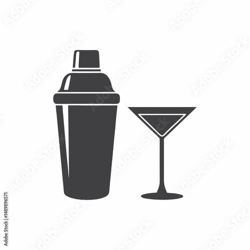 Cocktail Shaker Drink and Martini Glass Icon vector design.