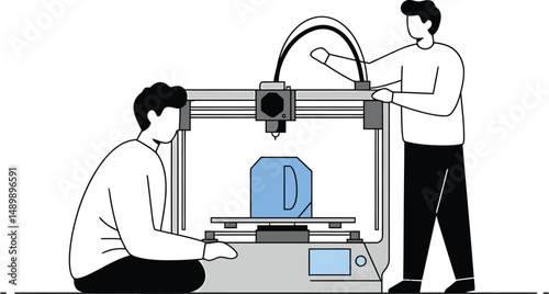 Minimalist 3D Printing Illustration