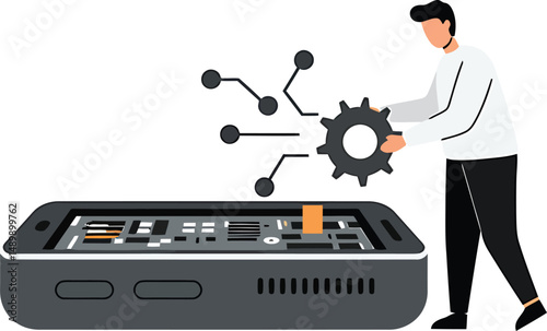 Minimalist Tech Gadget Assembly Vector