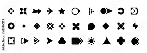 Flèche and arrow bullet list icons for PowerPoint with arrow-style bullet points perfect for slide presentations. Vector illustration for clean and modern presentation design.