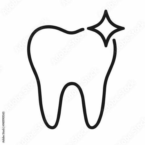 Outlined tooth with a sparkle — dental health.