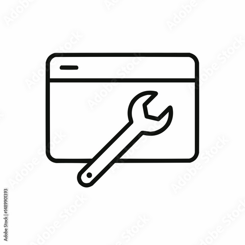Outlined wrench and browser window — website under construction.