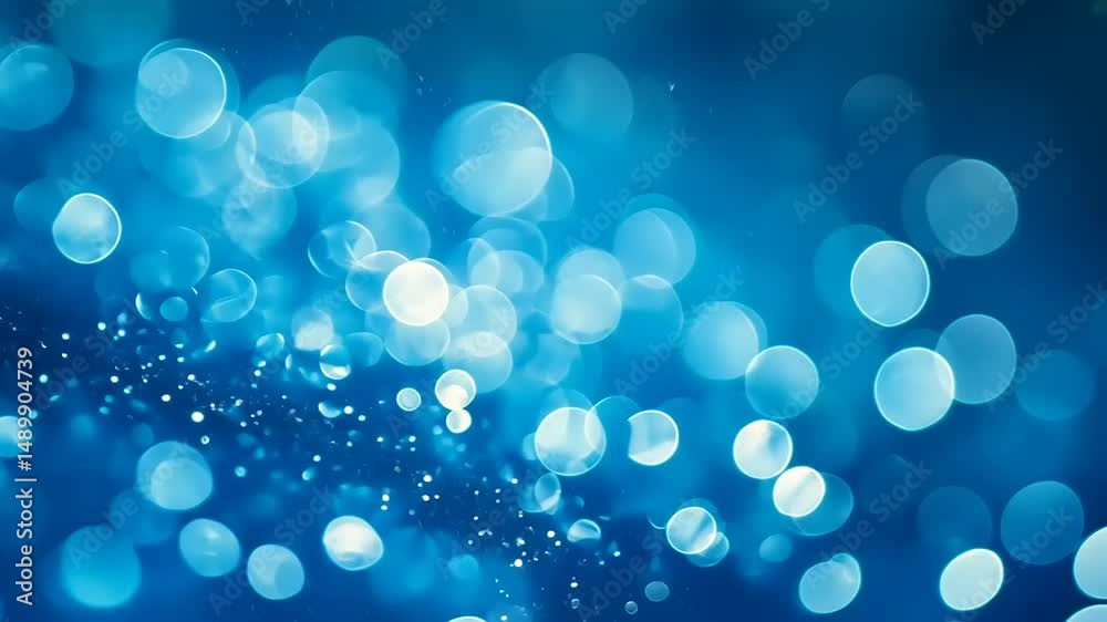 Soft blue bokeh background with shimmering droplets, creating a tranquil atmosphere for design