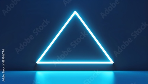 Neon isosceles triangles glowing in the dark on plain dark background