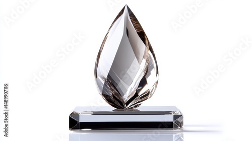 A clear crystal shaped like a diamond with a pointy top