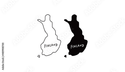 シンプルなフィンランドの地図の手書きベクターイラスト2