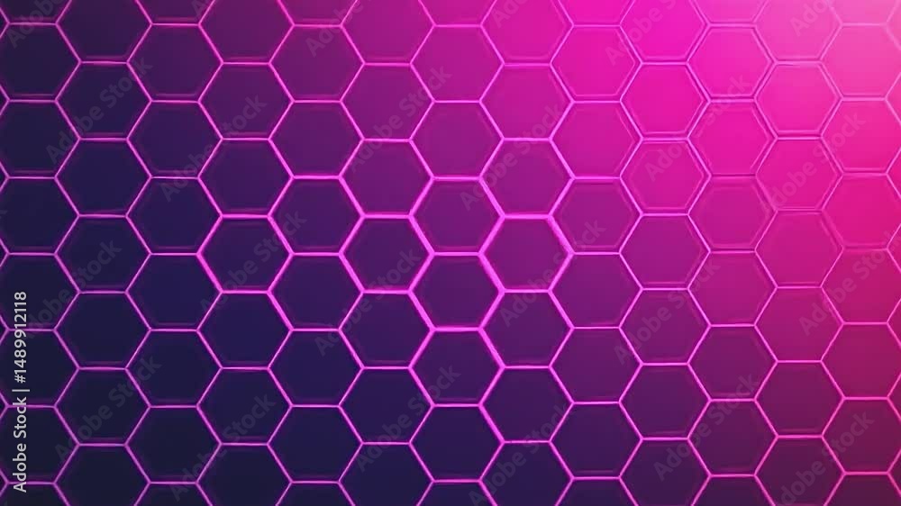 futuristic hexagonal pattern gradient, rich deep purple merging into bright pink, captivating visual flow, digital friendly design, enhances technology concepts, suitable for website backgrounds