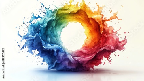 Vibrant Rainbow Paint Splash Explosion Abstract Background