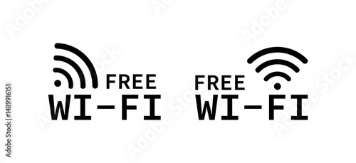 Free Wi-Fi Access Icon – Vector Signal Symbol for Network Connectivity in Cafes, Hotels, Restaurants, Airports and Public Spaces