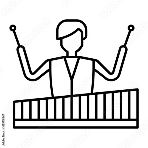 man playing xylophone outline icon