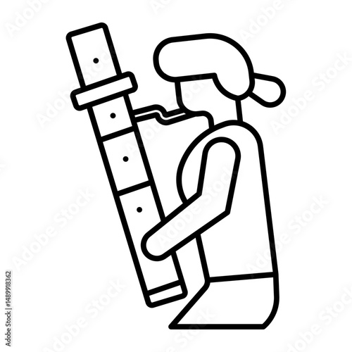 woman playing bassoon outline icon