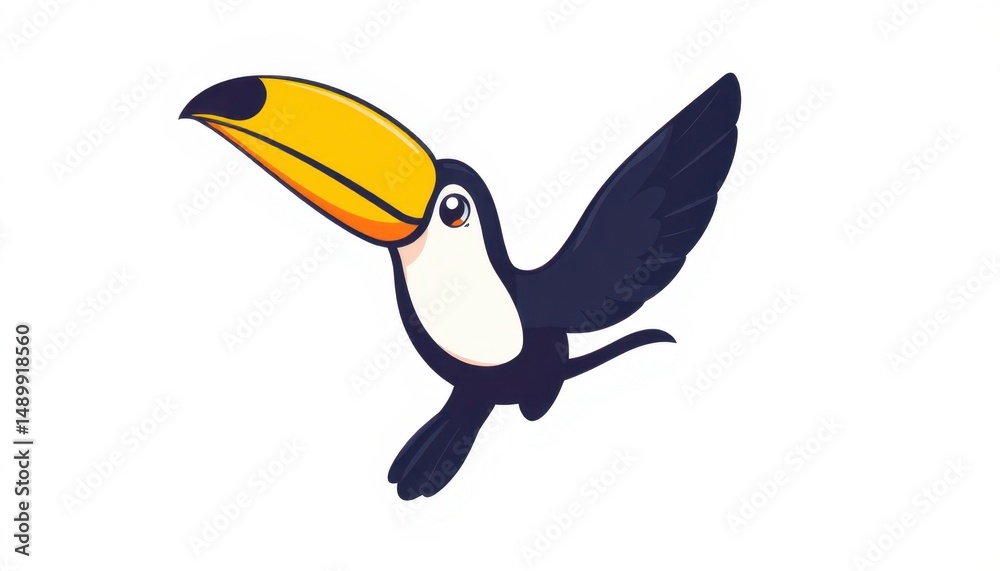Naklejka premium playful toucan mascot logo with whimsical illustration on a white background