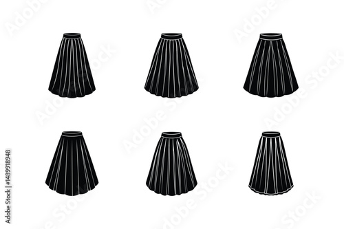 pleated skirt sketch silhouette vector illustration