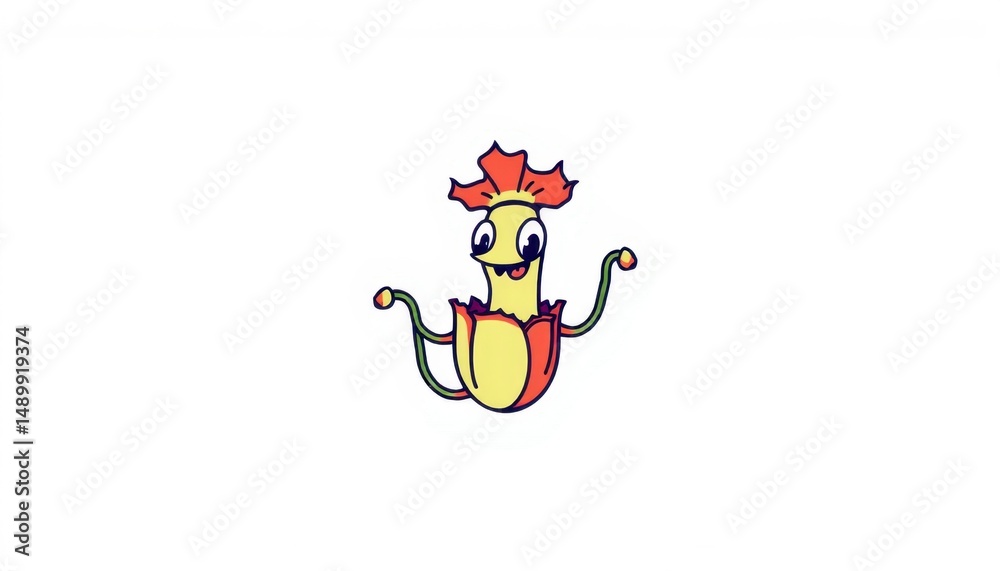 Fototapeta premium quirky venus flytrap mascot logo with playful illustration on a white background