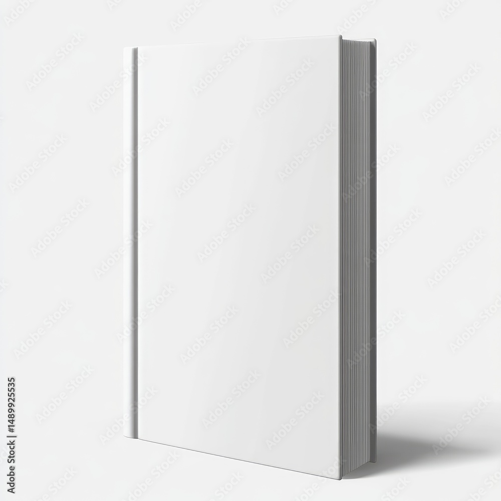Naklejka premium Blank white book, plain cover, vertical format, hardback