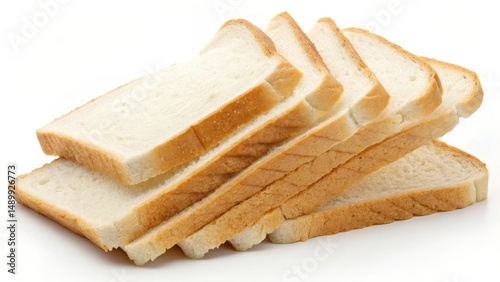 Sliced bread stacked neatly on a white background.