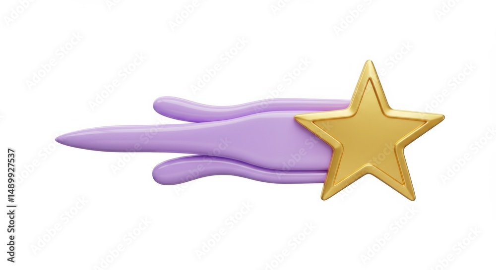 Fototapeta premium Stylish purple and gold star-shaped accessory with fluid design elements