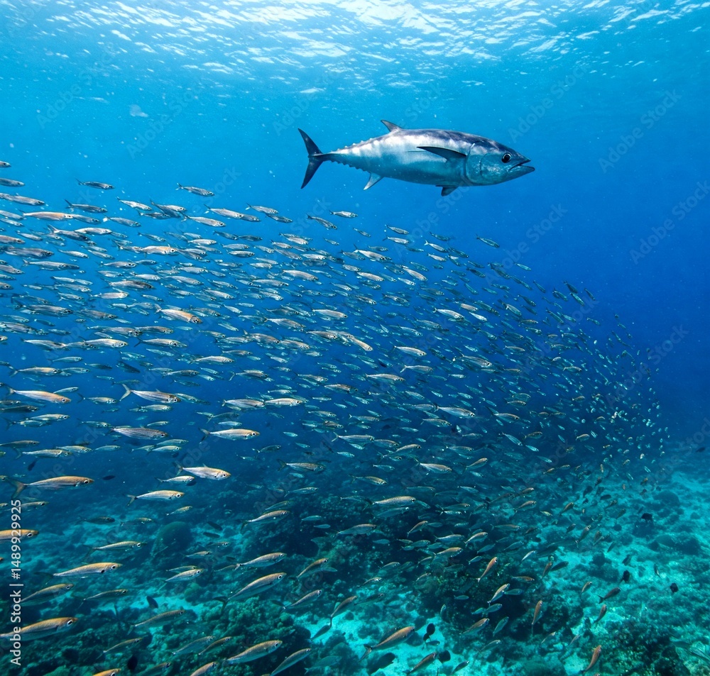 Tuna Hunting a School of Fish Tuna Hunting a School of Fish