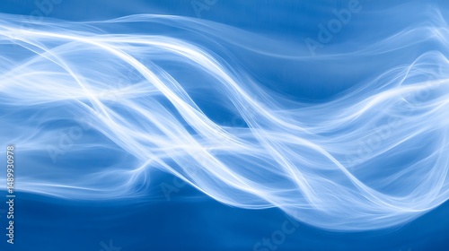 Abstract smoke waves on a vibrant blue background