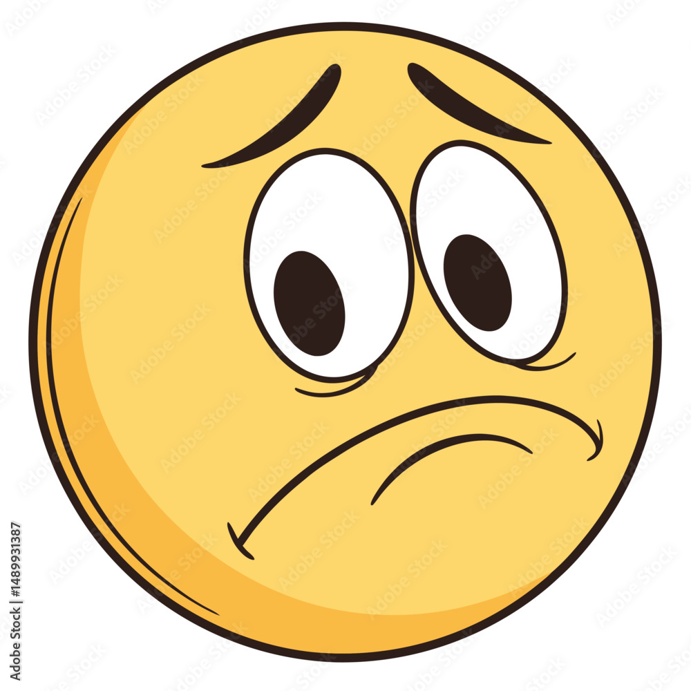 Fototapeta premium Depressed emoticon on white background. Adobe Illustrator Artwork