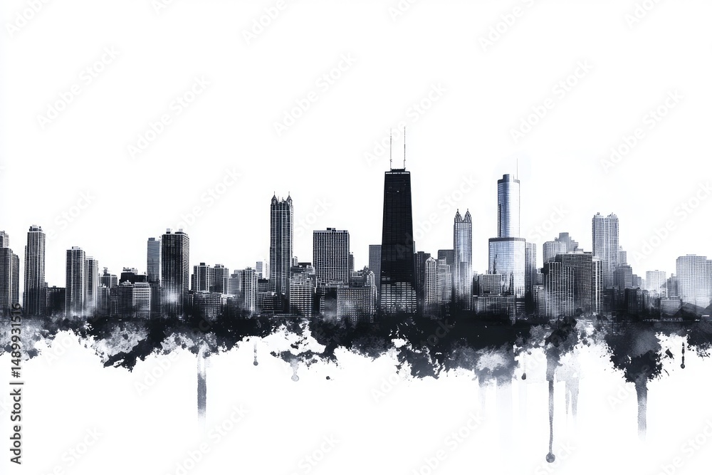 Fototapeta premium Abstract cityscape of Chicago skyline