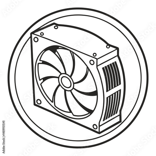 Fan with round shape vector. Adobe Illustrator Artwork