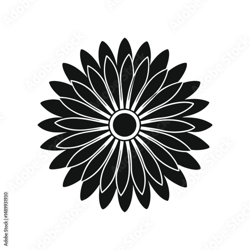 Minimal gerbera flower silhouette logo vector illustration on white 