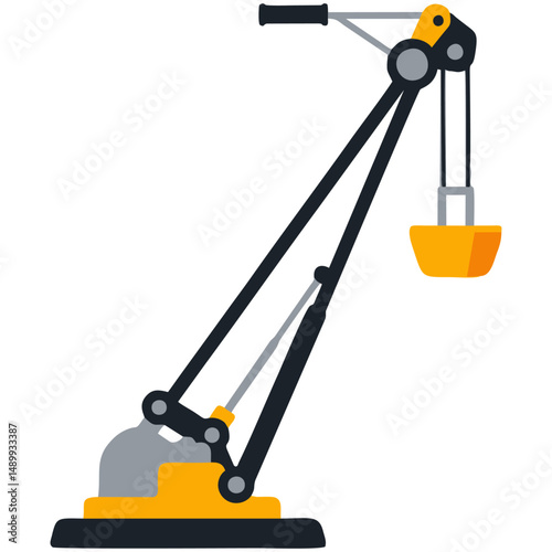 Hydraulic Crane Arm Vector Illustration, Flat Industrial Lifting Equipment