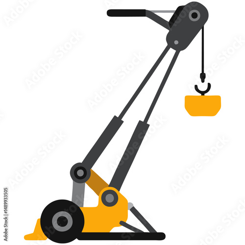 Hydraulic Crane Arm Vector Illustration, Flat Industrial Lifting Equipment