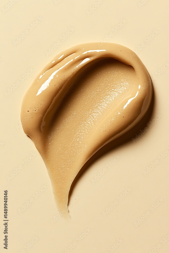 Fototapeta premium Light beige cream smear on pale background