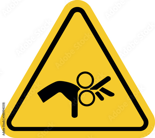 hand crush roller warning sign