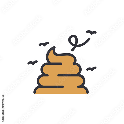 Stylized Icon Of Cartoonish Poop With Fly On A Transparent Field