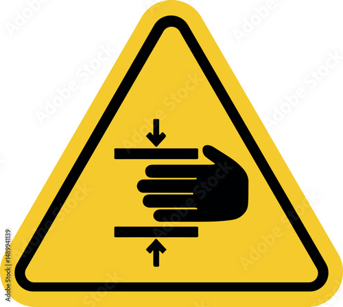 Warning crushing hand sign