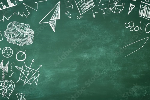 Chalkboard with business sketches