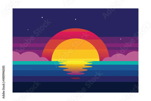 sunset over the quiet ocean