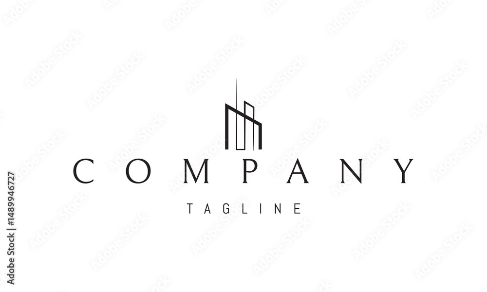 Vector logo with an abstract image of a modern architectural structure. Vector logo with an abstract image of a modern architectural structure.