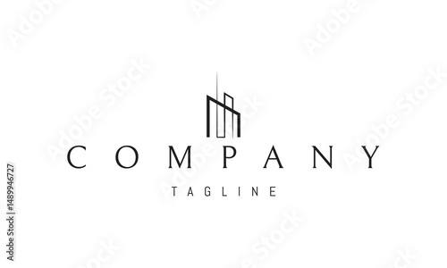 Vector logo with an abstract image of a modern architectural structure.