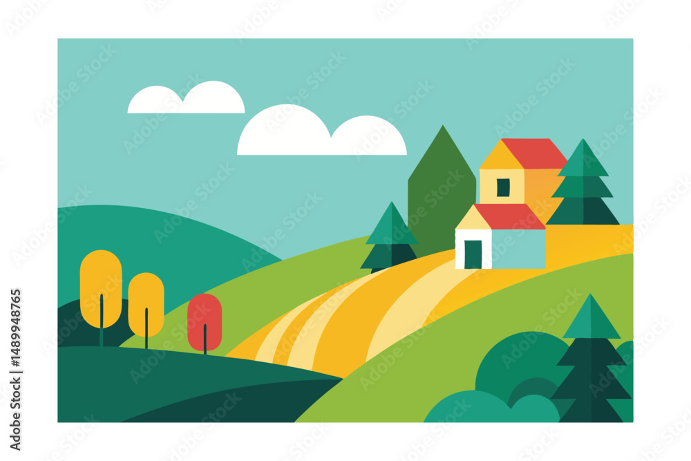 Fototapeta premium vector illustration of a village