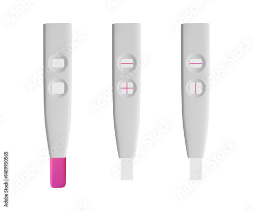 Three pregnancy tests showing positive, negative and invalid results