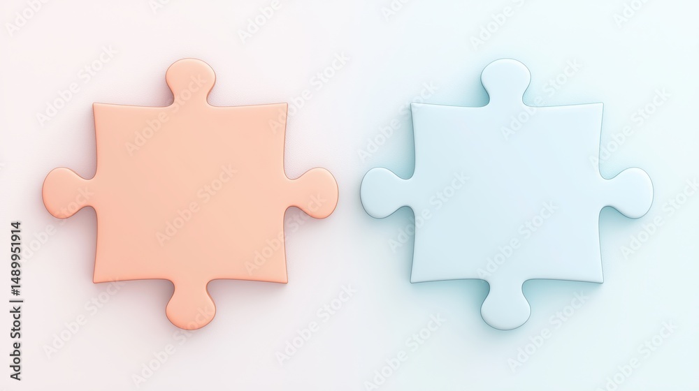 Obraz premium teamwork Puzzle Piece Two puzzle pieces fitting together perfectly, representing teamwork and problem solving