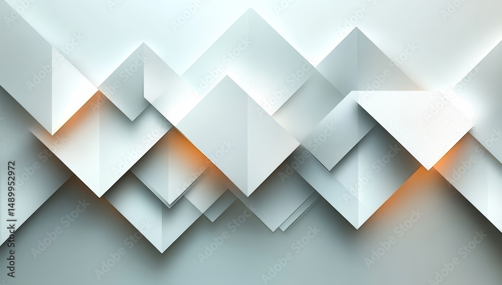 Obraz premium Abstract Geometric Pattern of White and Gray Triangles with Orange Glow