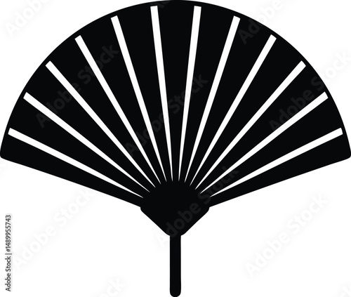  Hand fan silhouette vector illustration.