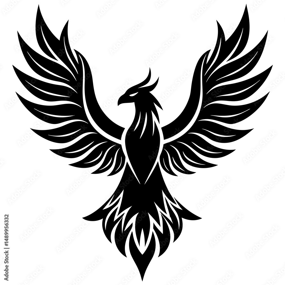Obraz premium Mythical Phoenix Bird Vector Logo