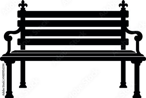 Bench vector black silhouette print design