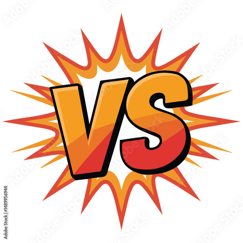 Versus battle logo with explosion effect isolated vector illustration on white background
