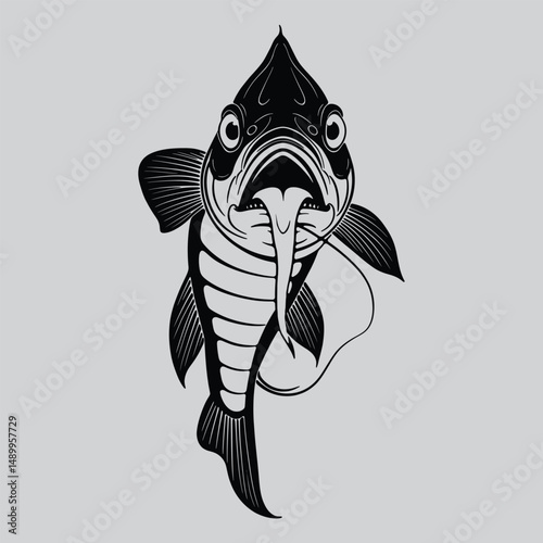 Artistic Catfish Tattoo Design