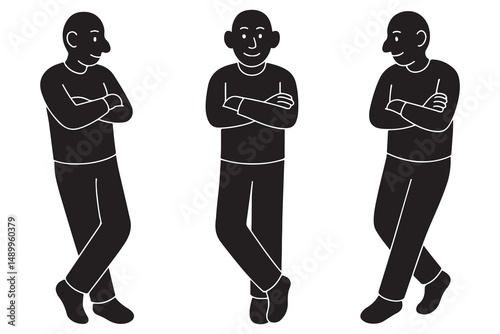 Silhouette of a man standing with arms crossed and one leg casually bent