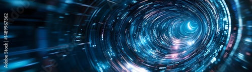 Abstract swirling tunnel of light and color.